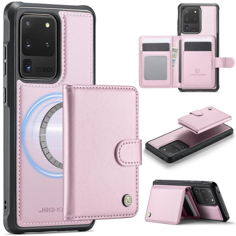 JEEHOOD J09 Buckle Card Bag MagSafe Magnetic Style RFID Leather Phone Case, For Samsung Galaxy S22 5G, For Samsung Galaxy S21 FE 5G, For Samsung Galaxy S21 5G, For Samsung Galaxy S21+ 5G, For Samsung Galaxy S21 Ultra 5G, For Samsung Galaxy S20 FE      ...