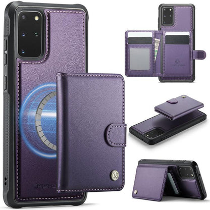 JEEHOOD J09 Buckle Card Bag MagSafe Magnetic Style RFID Leather Phone Case, For Samsung Galaxy S22 5G, For Samsung Galaxy S21 FE 5G, For Samsung Galaxy S21 5G, For Samsung Galaxy S21+ 5G, For Samsung Galaxy S21 Ultra 5G, For Samsung Galaxy S20 FE      ...