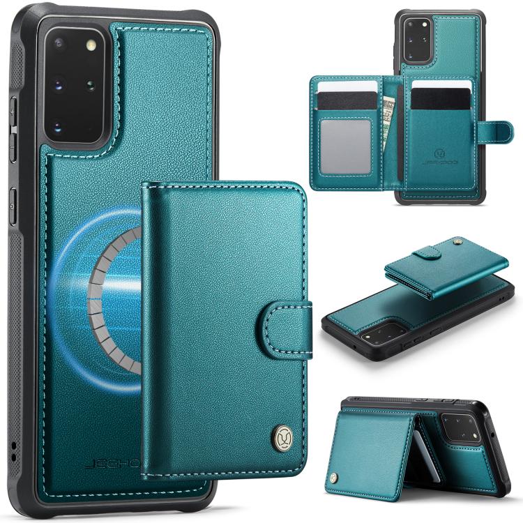 JEEHOOD J09 Buckle Card Bag MagSafe Magnetic Style RFID Leather Phone Case, For Samsung Galaxy S22 5G, For Samsung Galaxy S21 FE 5G, For Samsung Galaxy S21 5G, For Samsung Galaxy S21+ 5G, For Samsung Galaxy S21 Ultra 5G, For Samsung Galaxy S20 FE      ...