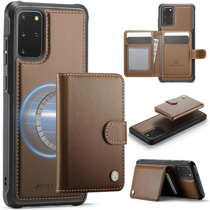 JEEHOOD J09 Buckle Card Bag MagSafe Magnetic Style RFID Leather Phone Case, For Samsung Galaxy S22 5G, For Samsung Galaxy S21 FE 5G, For Samsung Galaxy S21 5G, For Samsung Galaxy S21+ 5G, For Samsung Galaxy S21 Ultra 5G, For Samsung Galaxy S20 FE      ...
