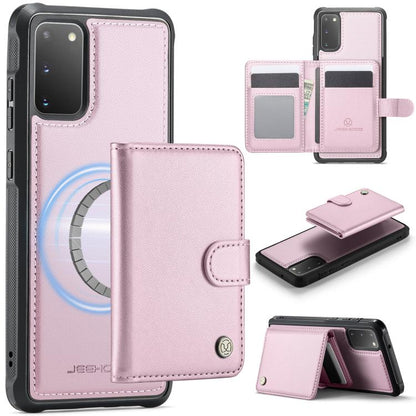 JEEHOOD J09 Buckle Card Bag MagSafe Magnetic Style RFID Leather Phone Case, For Samsung Galaxy S22 5G, For Samsung Galaxy S21 FE 5G, For Samsung Galaxy S21 5G, For Samsung Galaxy S21+ 5G, For Samsung Galaxy S21 Ultra 5G, For Samsung Galaxy S20 FE      ...