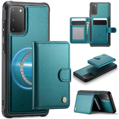 JEEHOOD J09 Buckle Card Bag MagSafe Magnetic Style RFID Leather Phone Case, For Samsung Galaxy S22 5G, For Samsung Galaxy S21 FE 5G, For Samsung Galaxy S21 5G, For Samsung Galaxy S21+ 5G, For Samsung Galaxy S21 Ultra 5G, For Samsung Galaxy S20 FE      ...