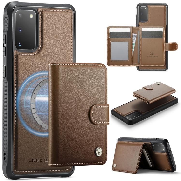 JEEHOOD J09 Buckle Card Bag MagSafe Magnetic Style RFID Leather Phone Case, For Samsung Galaxy S22 5G, For Samsung Galaxy S21 FE 5G, For Samsung Galaxy S21 5G, For Samsung Galaxy S21+ 5G, For Samsung Galaxy S21 Ultra 5G, For Samsung Galaxy S20 FE      ...