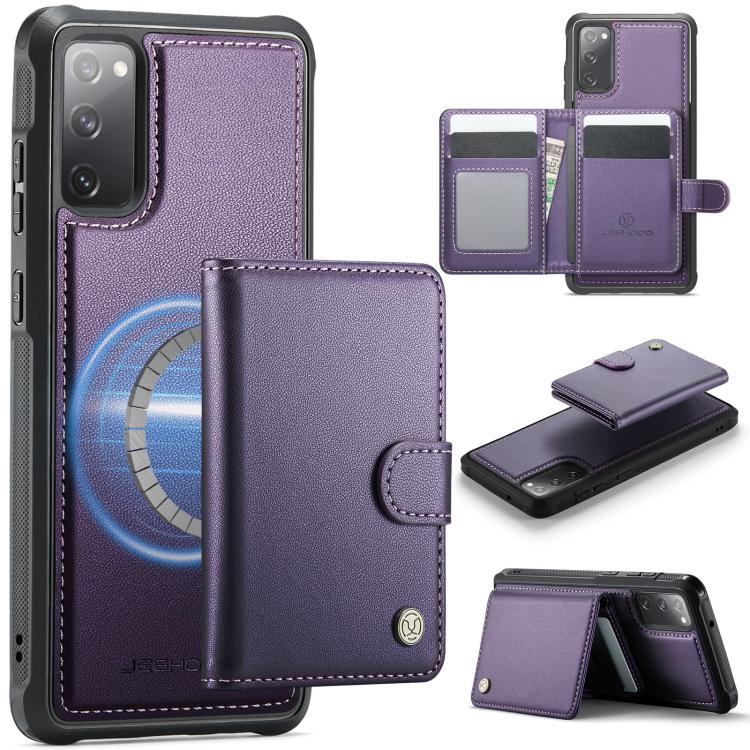JEEHOOD J09 Buckle Card Bag MagSafe Magnetic Style RFID Leather Phone Case, For Samsung Galaxy S22 5G, For Samsung Galaxy S21 FE 5G, For Samsung Galaxy S21 5G, For Samsung Galaxy S21+ 5G, For Samsung Galaxy S21 Ultra 5G, For Samsung Galaxy S20 FE      ...
