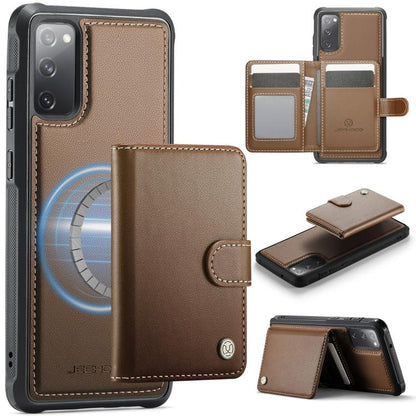 JEEHOOD J09 Buckle Card Bag MagSafe Magnetic Style RFID Leather Phone Case, For Samsung Galaxy S22 5G, For Samsung Galaxy S21 FE 5G, For Samsung Galaxy S21 5G, For Samsung Galaxy S21+ 5G, For Samsung Galaxy S21 Ultra 5G, For Samsung Galaxy S20 FE      ...