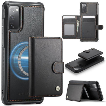 JEEHOOD J09 Buckle Card Bag MagSafe Magnetic Style RFID Leather Phone Case, For Samsung Galaxy S22 5G, For Samsung Galaxy S21 FE 5G, For Samsung Galaxy S21 5G, For Samsung Galaxy S21+ 5G, For Samsung Galaxy S21 Ultra 5G, For Samsung Galaxy S20 FE      ...