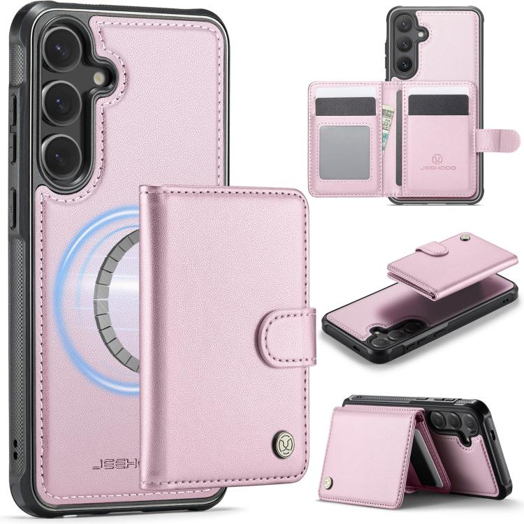 JEEHOOD J09 Buckle Card Bag MagSafe Magnetic Style RFID Leather Phone Case, For Galaxy S26 FE 5G, For Samsung Galaxy S26+ 5G, For Samsung Galaxy S26 Ultra 5G, For Samsung Galaxy S26 5G, For Galaxy S25 FE 5G, For Samsung Galaxy S25 5G                   ...