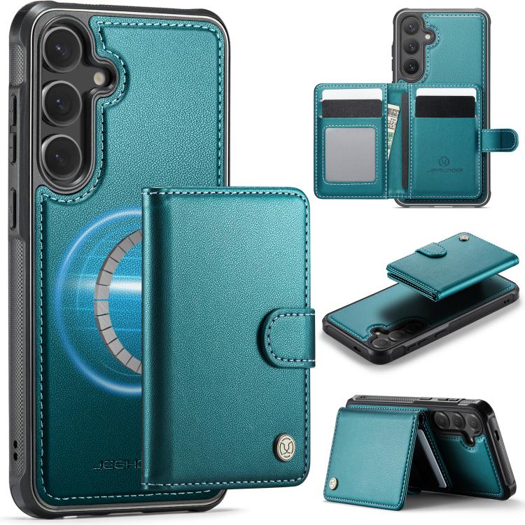 JEEHOOD J09 Buckle Card Bag MagSafe Magnetic Style RFID Leather Phone Case, For Samsung Galaxy S26+ 5G, For Samsung Galaxy S26 Ultra 5G, For Samsung Galaxy S26 5G, For Samsung Galaxy S25 5G, For Samsung Galaxy S25+ 5G, For Samsung Galaxy S25 Ultra 5G  ...