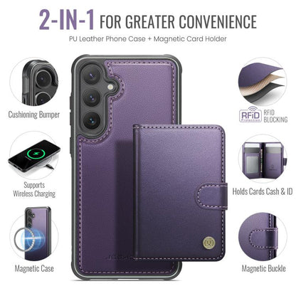 JEEHOOD J09 Buckle Card Bag MagSafe Magnetic Style RFID Leather Phone Case, For Galaxy S26 FE 5G, For Samsung Galaxy S26+ 5G, For Samsung Galaxy S26 Ultra 5G, For Samsung Galaxy S26 5G, For Galaxy S25 FE 5G, For Samsung Galaxy S25 5G                   ...