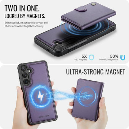 JEEHOOD J09 Buckle Card Bag MagSafe Magnetic Style RFID Leather Phone Case, For Galaxy S26 FE 5G, For Samsung Galaxy S26+ 5G, For Samsung Galaxy S26 Ultra 5G, For Samsung Galaxy S26 5G, For Galaxy S25 FE 5G, For Samsung Galaxy S25 5G                   ...