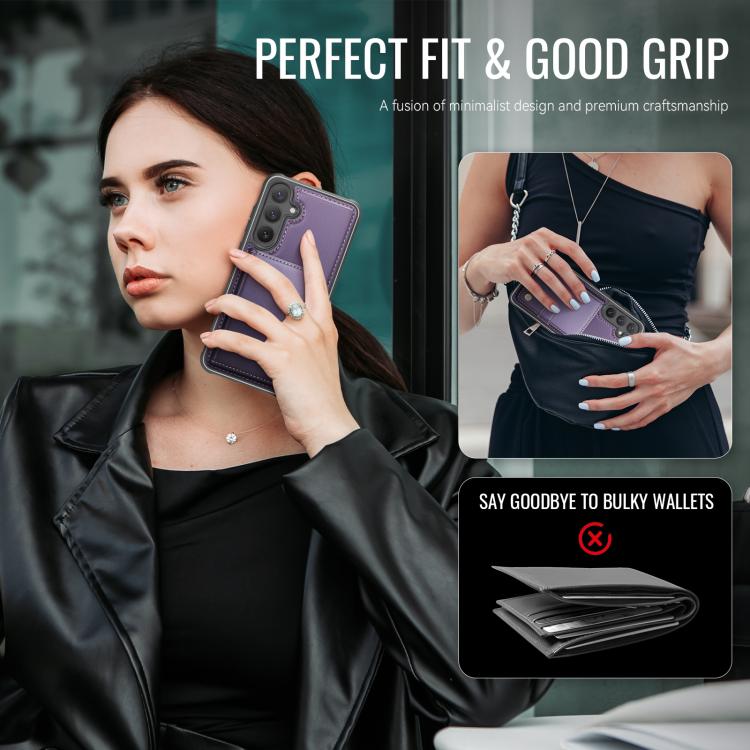 JEEHOOD J09 Buckle Card Bag MagSafe Magnetic Style RFID Leather Phone Case, For Galaxy S26 FE 5G, For Samsung Galaxy S26+ 5G, For Samsung Galaxy S26 Ultra 5G, For Samsung Galaxy S26 5G, For Galaxy S25 FE 5G, For Samsung Galaxy S25 5G                   ...