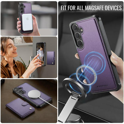 JEEHOOD J09 Buckle Card Bag MagSafe Magnetic Style RFID Leather Phone Case, For Galaxy S26 FE 5G, For Samsung Galaxy S26+ 5G, For Samsung Galaxy S26 Ultra 5G, For Samsung Galaxy S26 5G, For Galaxy S25 FE 5G, For Samsung Galaxy S25 5G                   ...