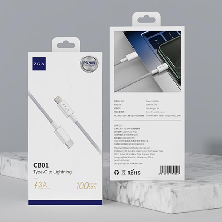 ZGA CB01 PD20W USB-C / Type-C to 8 Pin Fast Charging Data Cable