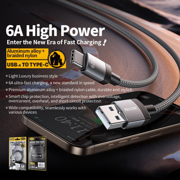 WK WDC-97 Kingkong Ruike Series Braided Charging Data Cable, Length: 1m