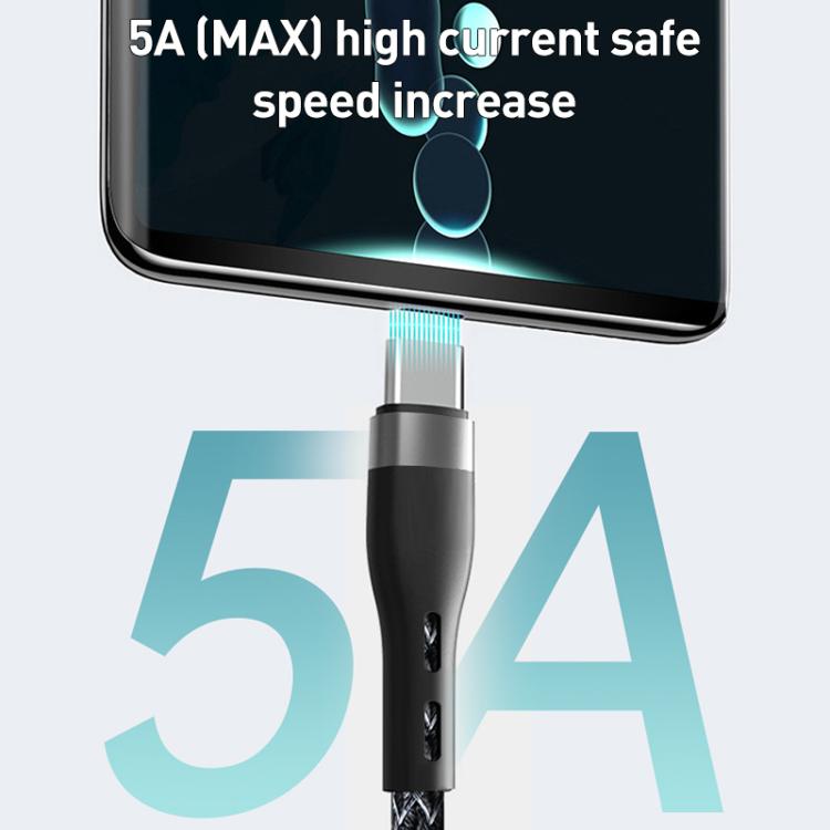 ZGA CB08 5A 3 in 1 USB Fast Charging Braided Data Cable, Length: 1.2m