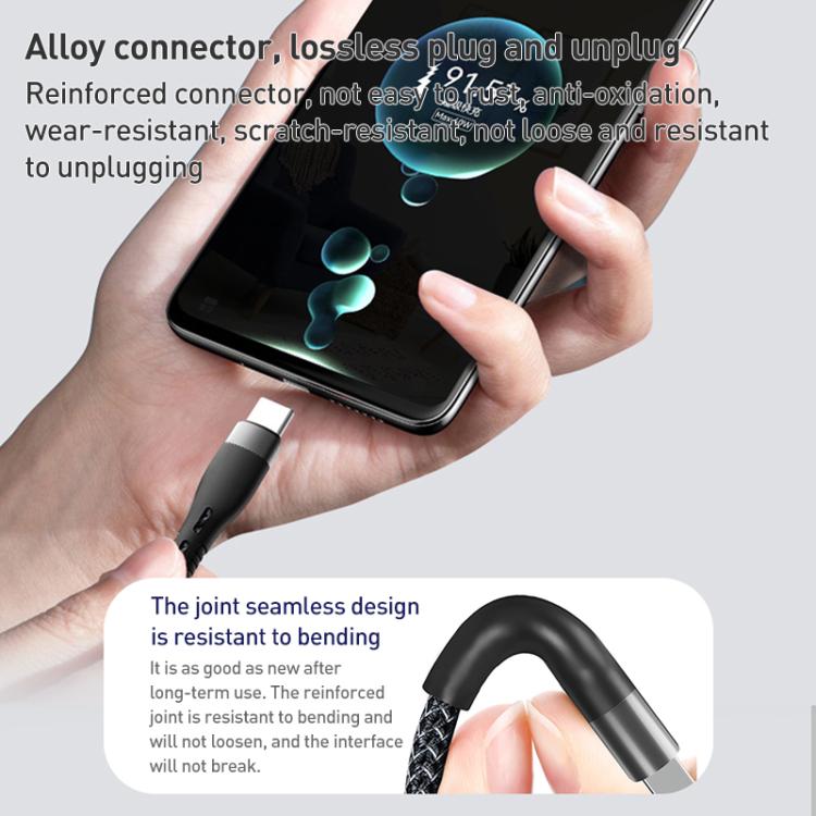 ZGA CB08 5A 3 in 1 USB Fast Charging Braided Data Cable, Length: 1.2m