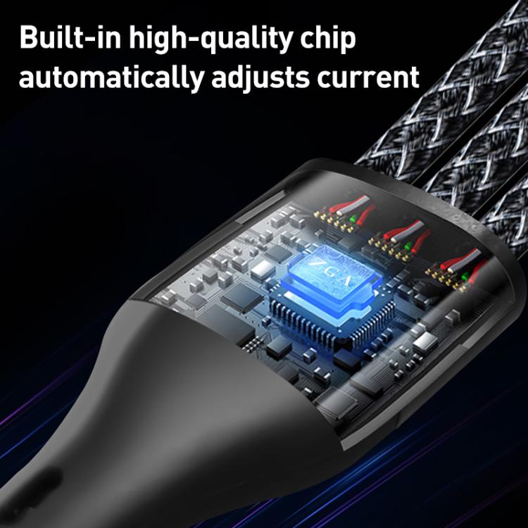 ZGA CB08 5A 3 in 1 USB Fast Charging Braided Data Cable, Length: 1.2m