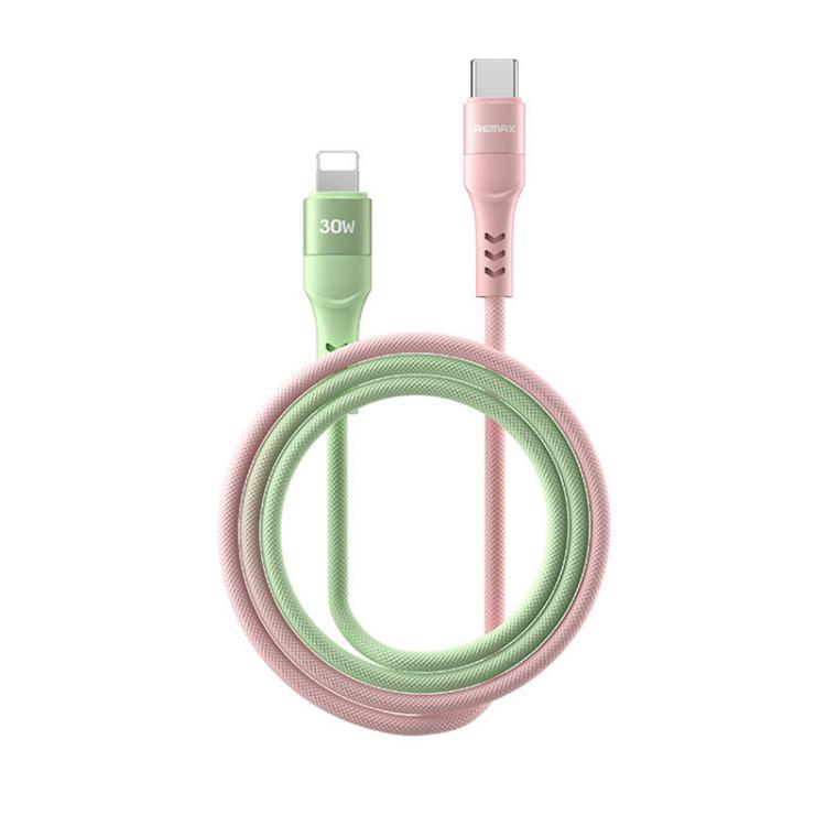 REMAX CB16 PD30W Type-C to 8 Pin Macaron Braided Fast Charging Data Cable, Length: 1.2m