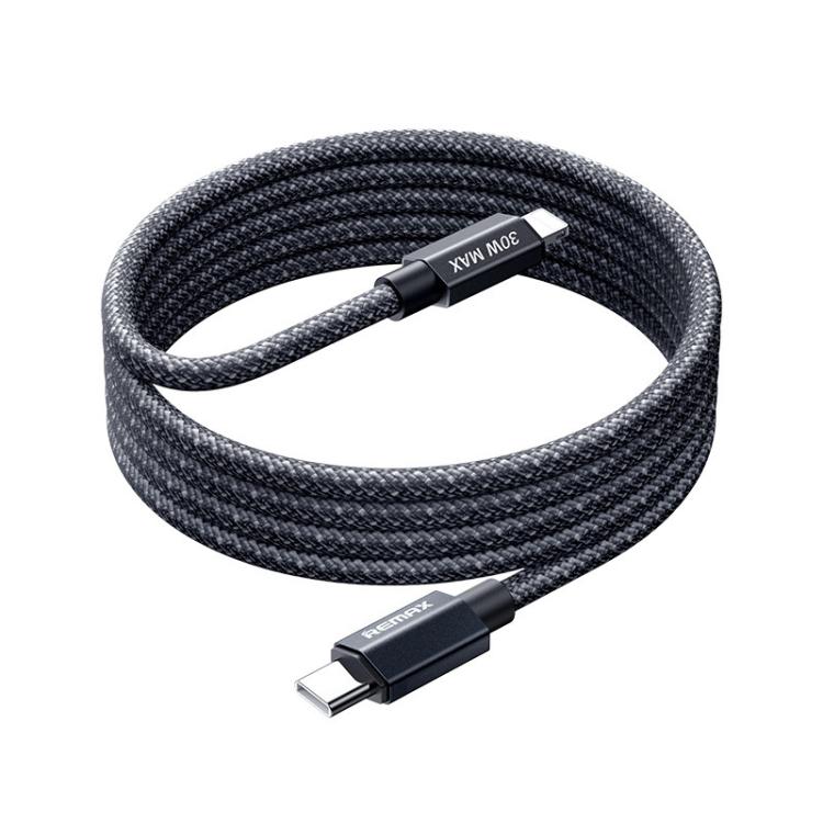 REMAX CB01 PD30W Type-C to 8 Pin Aluminum Alloy Braided Fast Charging Data Cable with LED Light, Length: 1.2m