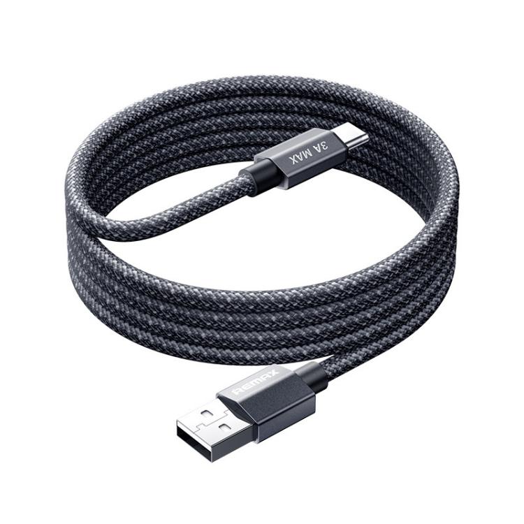 REMAX CB01 3A USB to Type-C Aluminum Alloy Braided Fast Charging Data Cable with LED Light, Length: 1.2m