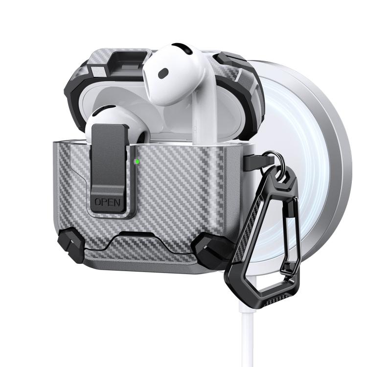 Two Color MagSafe Magnetic Holder Carbon Fiber Pattern Earphone Case