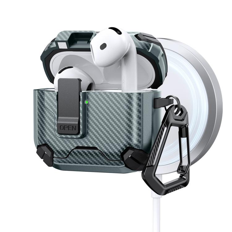 Two Color MagSafe Magnetic Holder Carbon Fiber Pattern Earphone Case