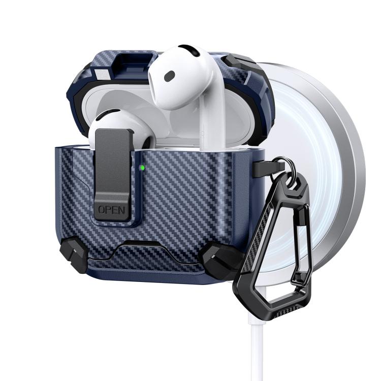 Two Color MagSafe Magnetic Holder Carbon Fiber Pattern Earphone Case