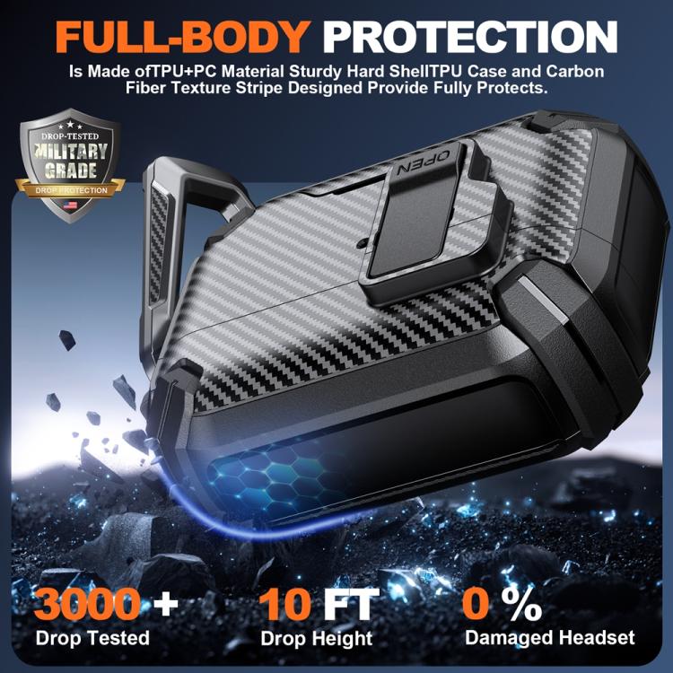 Two Color MagSafe Magnetic Holder Carbon Fiber Pattern Earphone Case