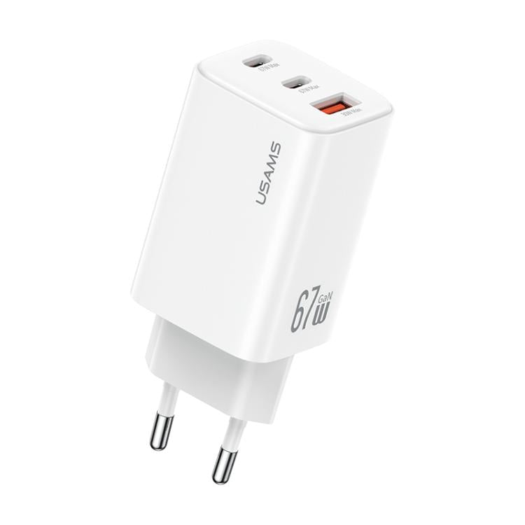 USAMS CC265 67W GaN 2 x Type-C, USB Triple-port Mini Fast Charger