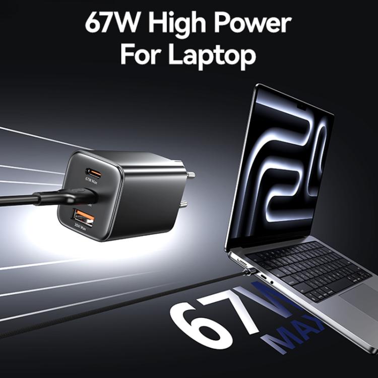 USAMS CC265 67W GaN 2 x Type-C, USB Triple-port Mini Fast Charger