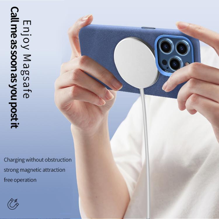 VIETAO Retro Denim Texture PU Leather MagSafe Phone Case