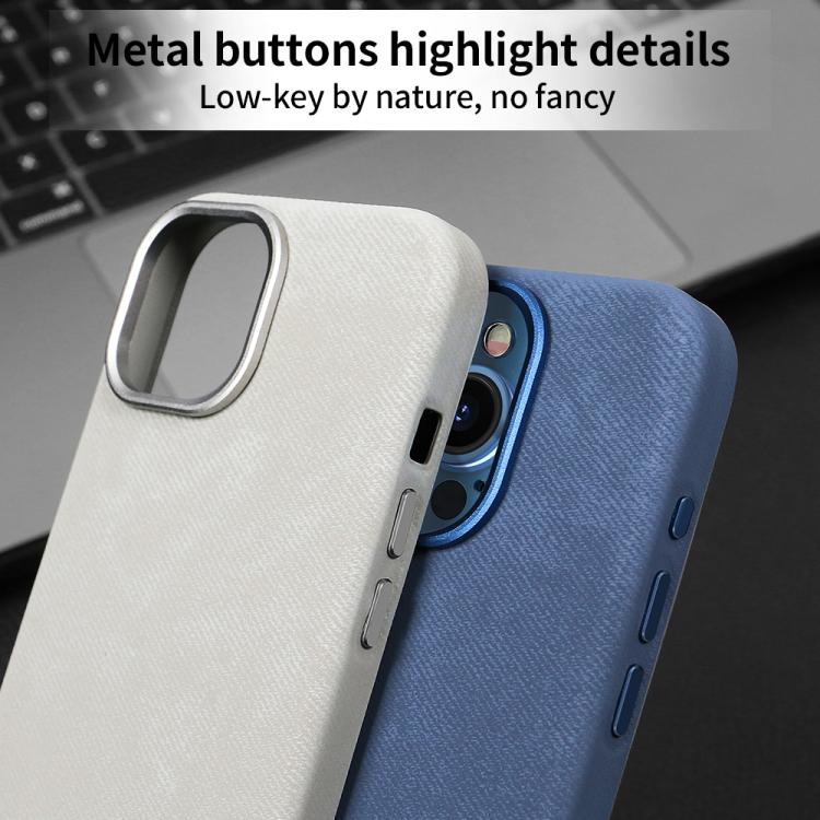 VIETAO Retro Denim Texture PU Leather MagSafe Phone Case