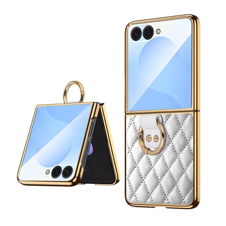 VIETAO Diamond Pattern Metal Ring PU Leather Phone Case
