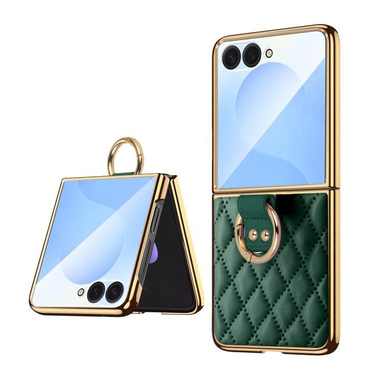 VIETAO Diamond Pattern Metal Ring PU Leather Phone Case