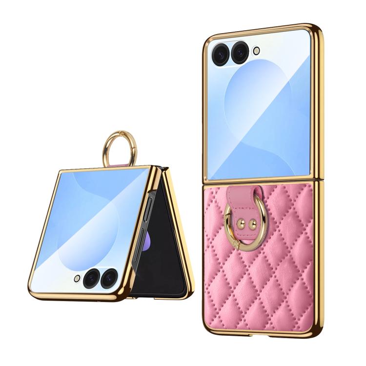 VIETAO Diamond Pattern Metal Ring PU Leather Phone Case