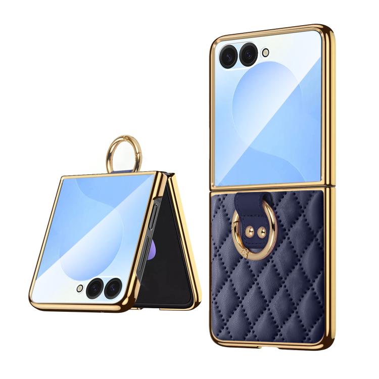VIETAO Diamond Pattern Metal Ring PU Leather Phone Case