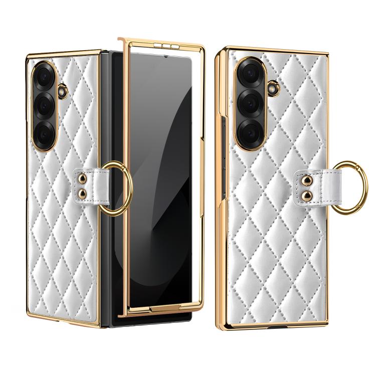VIETAO Diamond Pattern Metal Ring PU Leather Phone Case