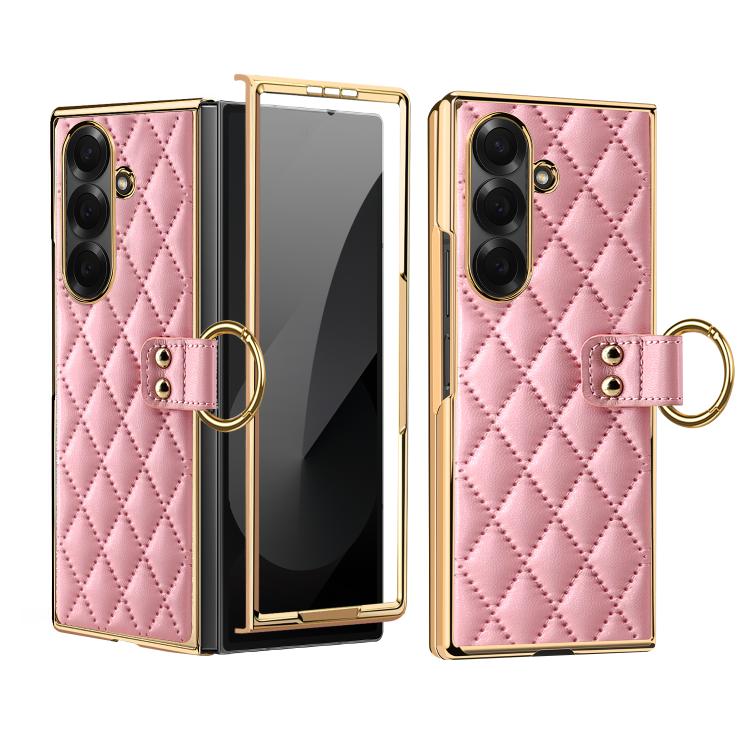VIETAO Diamond Pattern Metal Ring PU Leather Phone Case