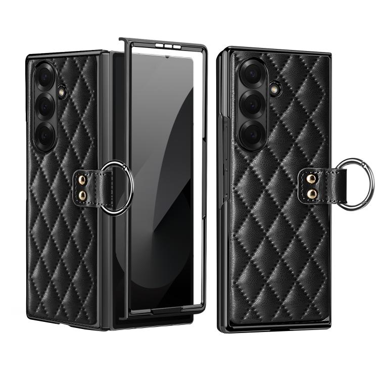 VIETAO Diamond Pattern Metal Ring PU Leather Phone Case