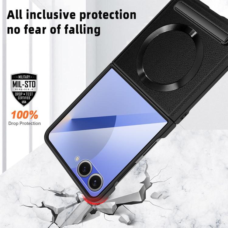Integrated Invisible Bracket CD Texture Magnetic Litchi Skin Pasting Phone Case