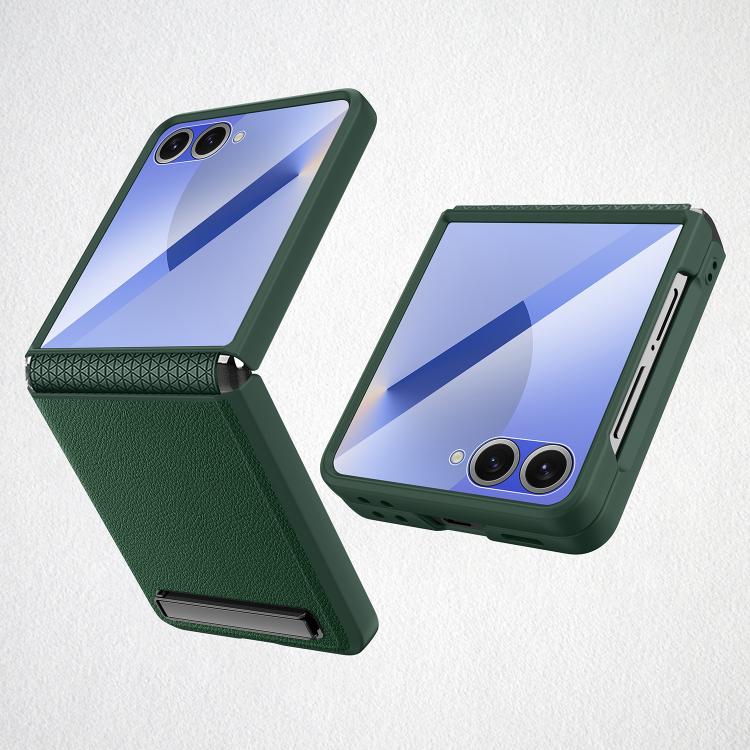 Integrated Invisible Bracket Litchi Skin Pasting Phone Case