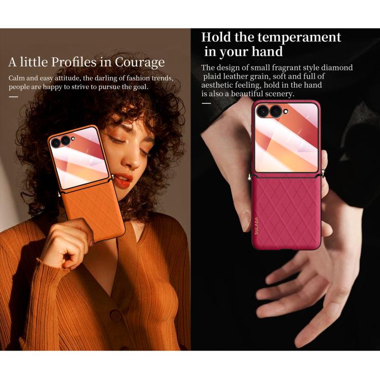 SULADA Elegant Rhombic Texture Folding Phone Case with Lanyard