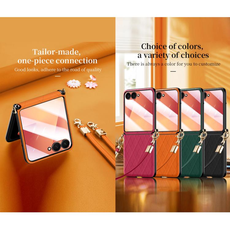 SULADA Elegant Rhombic Texture Folding Phone Case with Lanyard