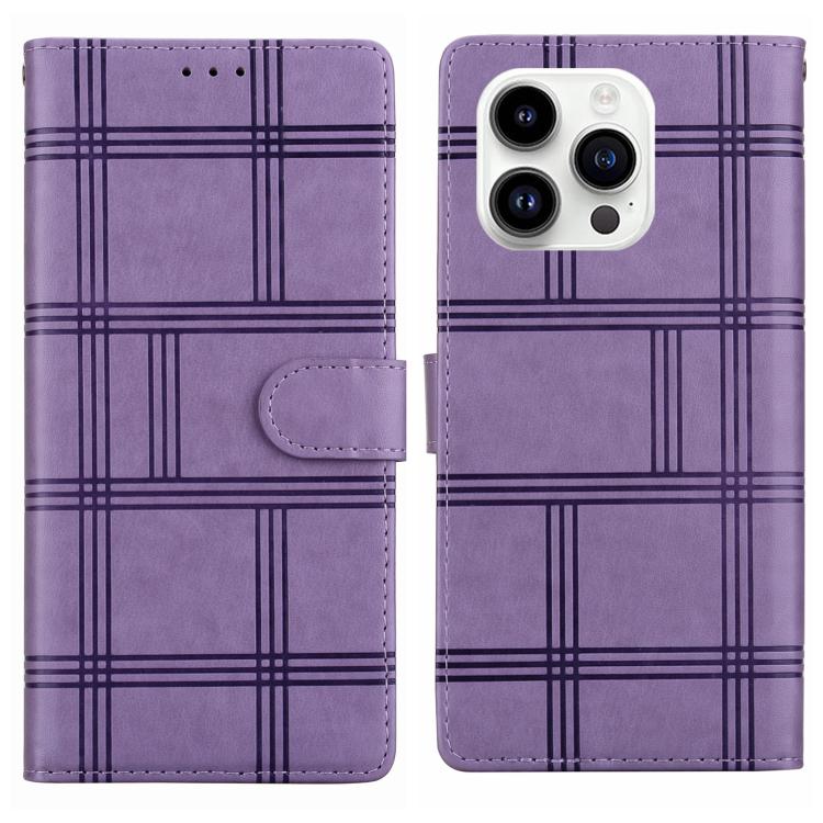 Embossed Checkered Leather Phone Case
