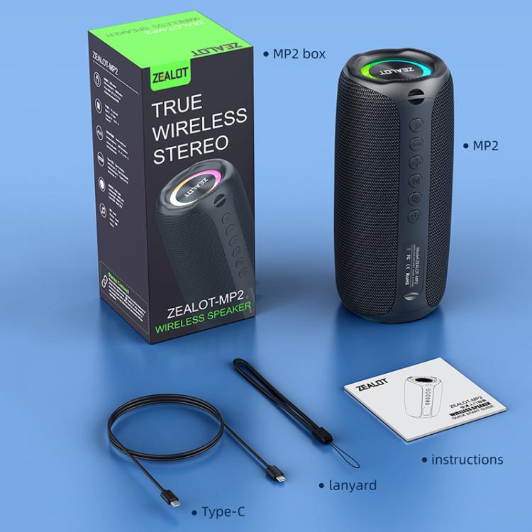 Zealot MP2 20W Portable Outdoor RGB Bluetooth Speaker