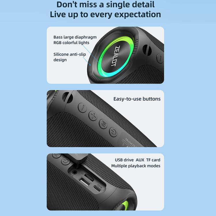 Zealot M2 8W Portable Outdoor RGB Bluetooth Speaker