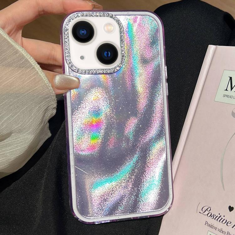 3 in 1 Diamond Lens Frame Quicksand Pattern Phone Case