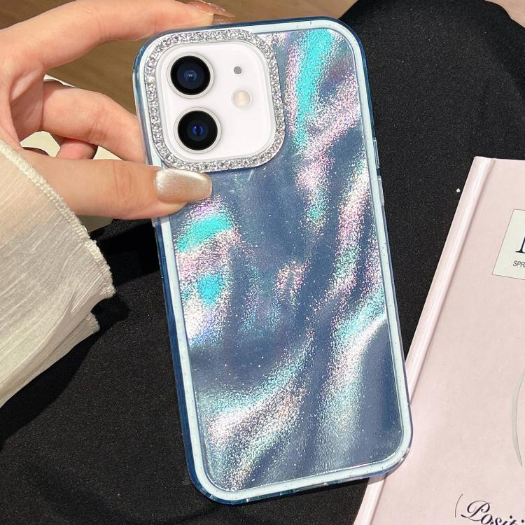 3 in 1 Diamond Lens Frame Quicksand Pattern Phone Case