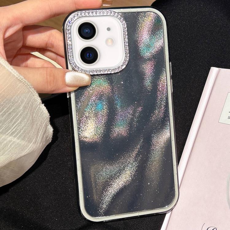 3 in 1 Diamond Lens Frame Quicksand Pattern Phone Case
