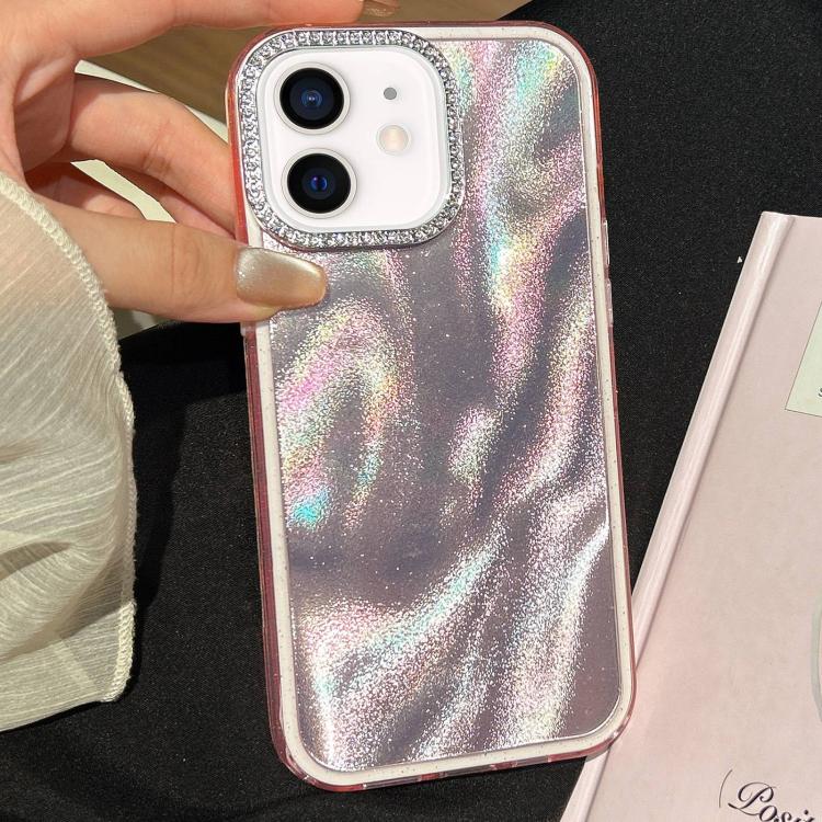 3 in 1 Diamond Lens Frame Quicksand Pattern Phone Case